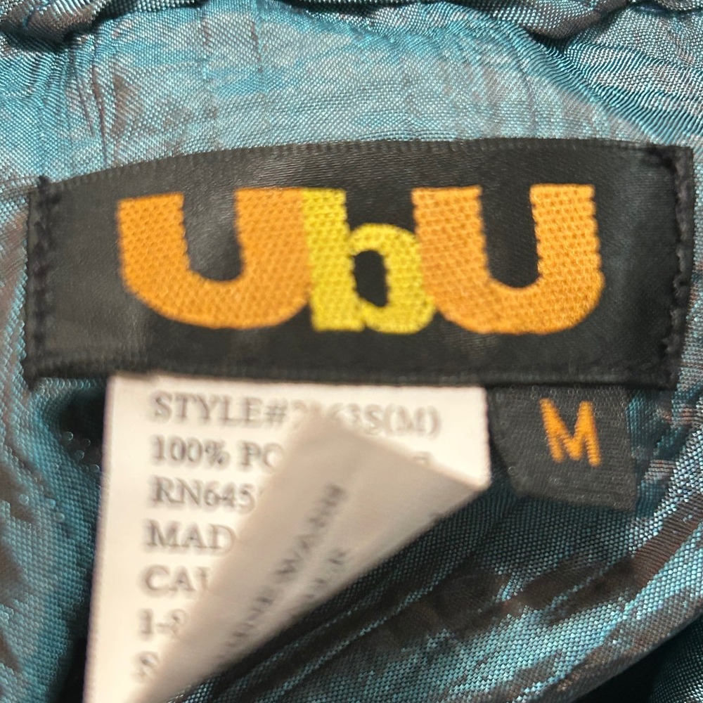 Ubu Women Teal Blue Textured Pleated Jacket‎ M Style 2163 Snap Front - Picture 6 of 9